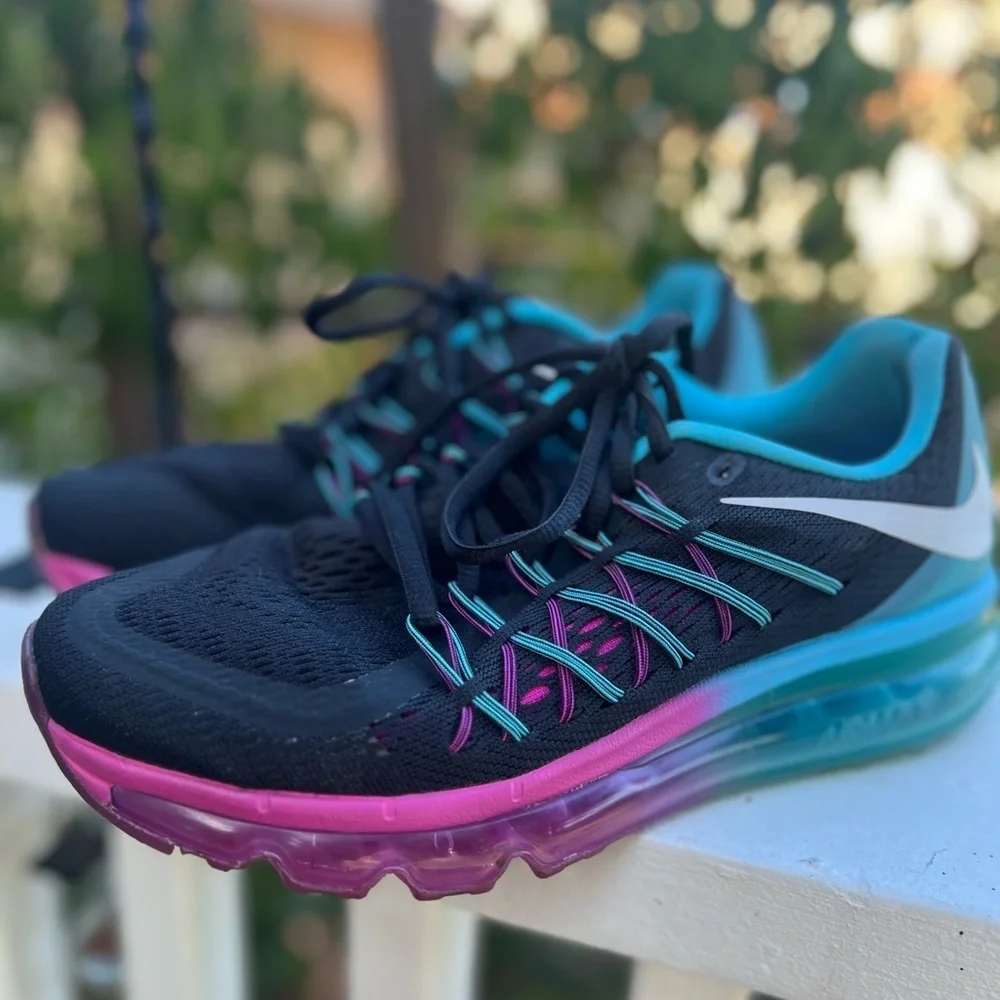 Nike Air Max Black and Pink Athletic Shoes with Breathable Mesh Size 61/2